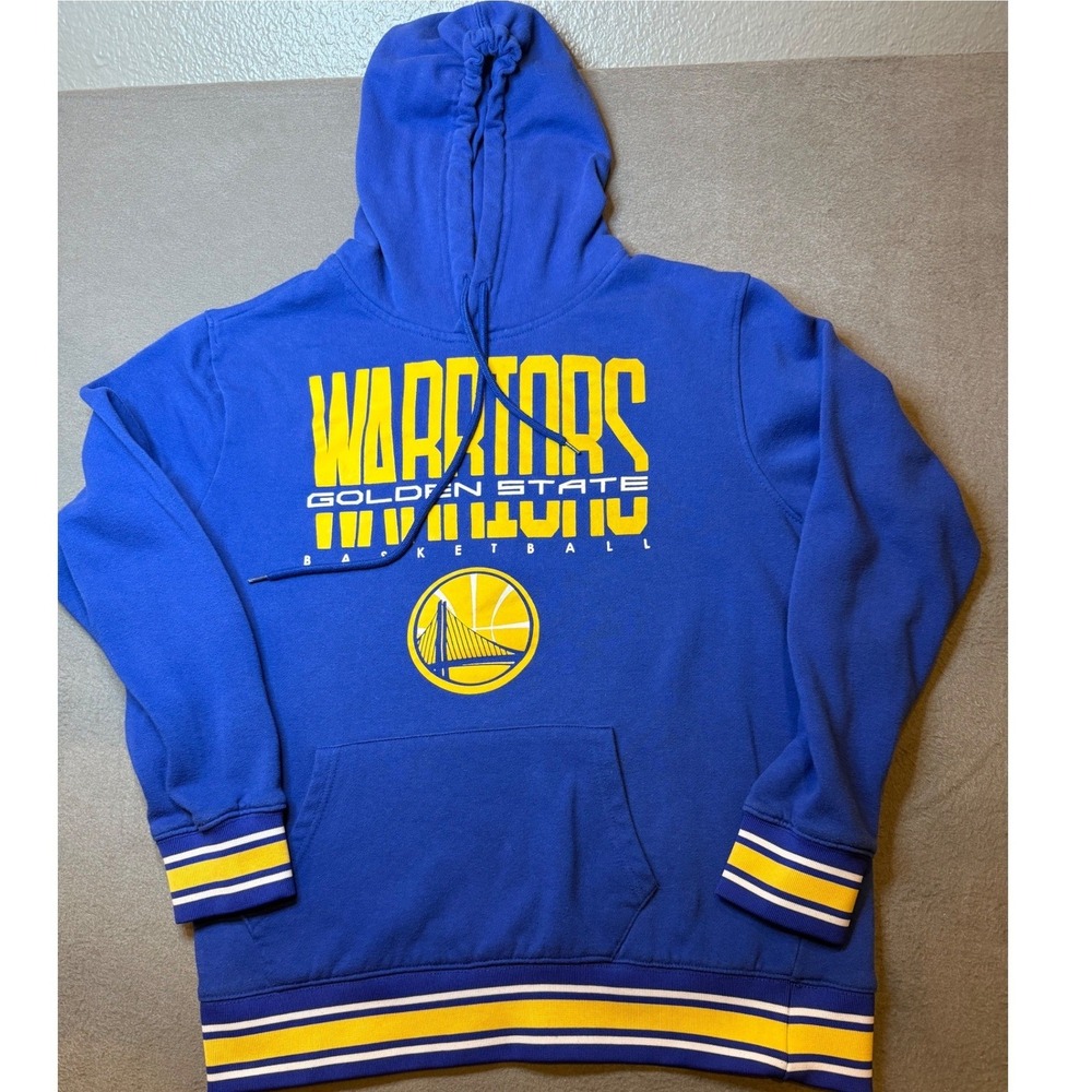 UNK NBA Golden State Warriors Hoodie Mens Medium Blue‎ Yellow Basketball Fleece